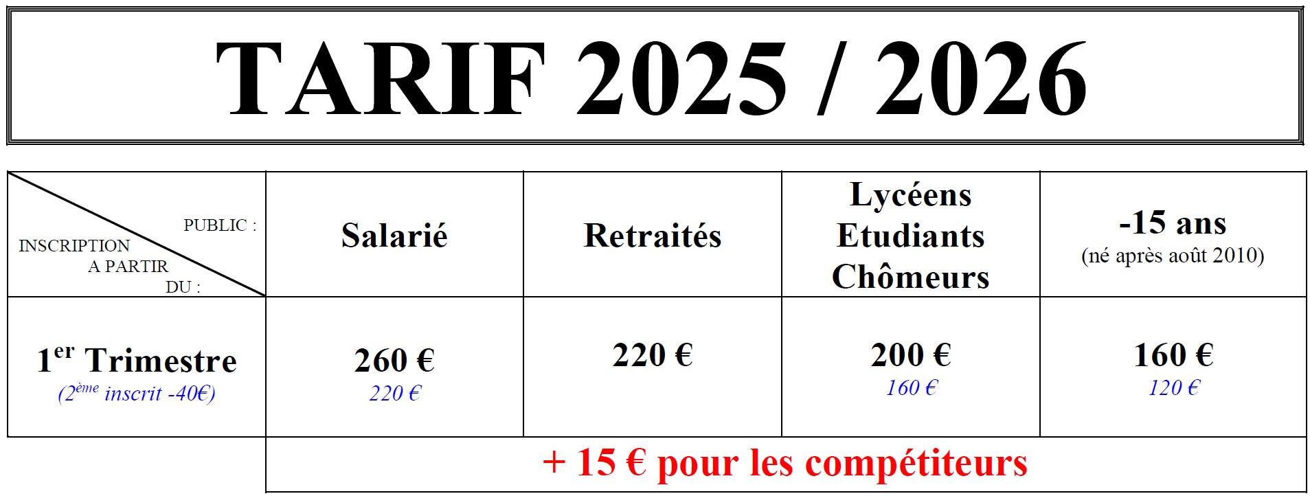 Tarifs